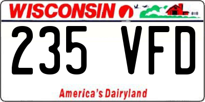 WI license plate 235VFD