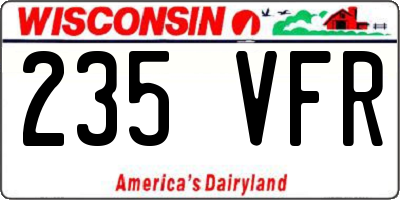 WI license plate 235VFR