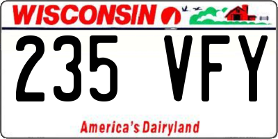 WI license plate 235VFY