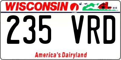 WI license plate 235VRD