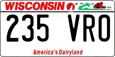 WI license plate 235VRO