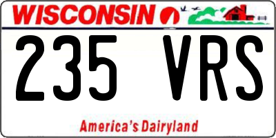 WI license plate 235VRS