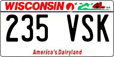 WI license plate 235VSK