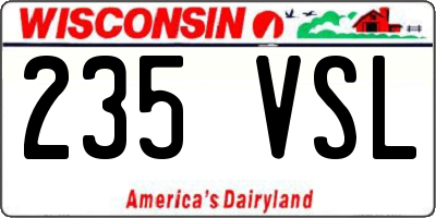 WI license plate 235VSL