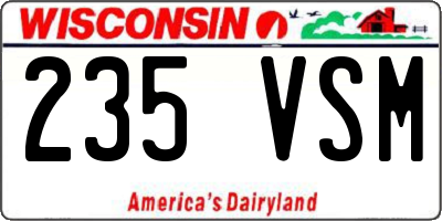 WI license plate 235VSM