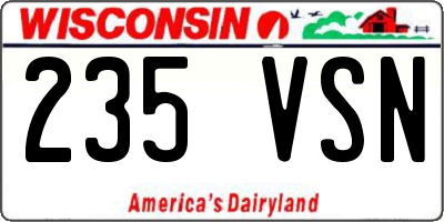 WI license plate 235VSN