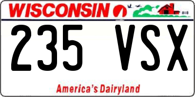 WI license plate 235VSX