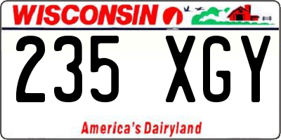 WI license plate 235XGY