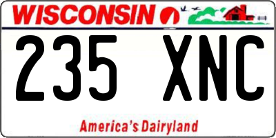 WI license plate 235XNC