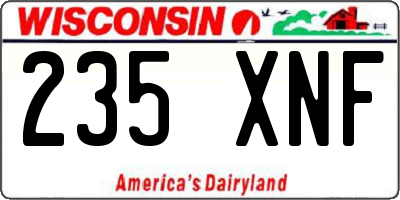 WI license plate 235XNF
