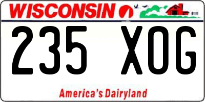 WI license plate 235XOG