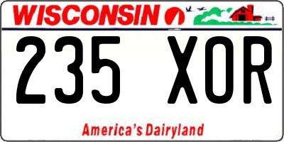 WI license plate 235XOR