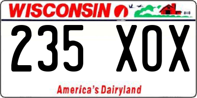 WI license plate 235XOX