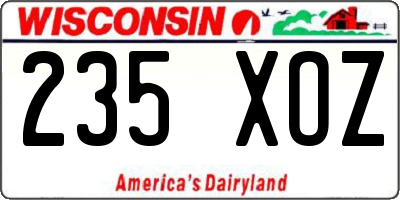 WI license plate 235XOZ