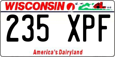 WI license plate 235XPF