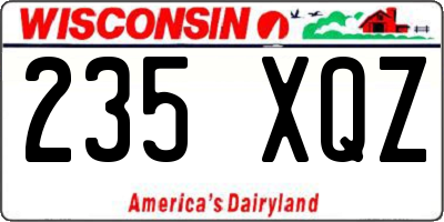 WI license plate 235XQZ