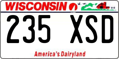WI license plate 235XSD