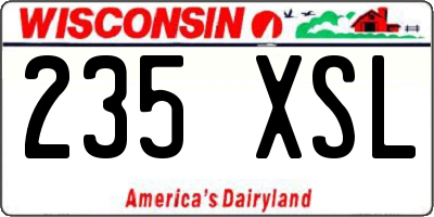 WI license plate 235XSL