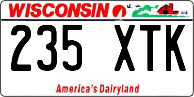 WI license plate 235XTK