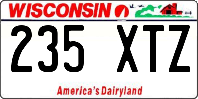 WI license plate 235XTZ