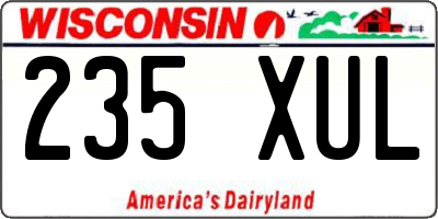 WI license plate 235XUL