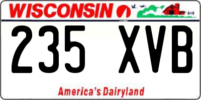 WI license plate 235XVB