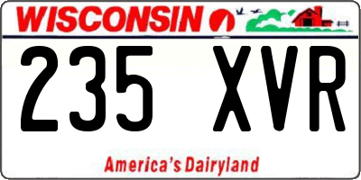 WI license plate 235XVR