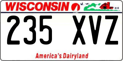 WI license plate 235XVZ