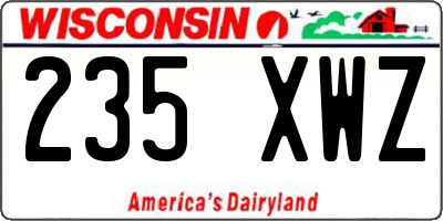 WI license plate 235XWZ