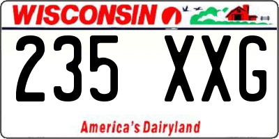 WI license plate 235XXG