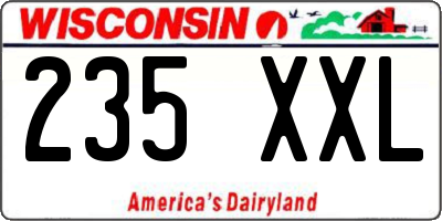 WI license plate 235XXL