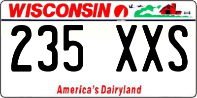 WI license plate 235XXS