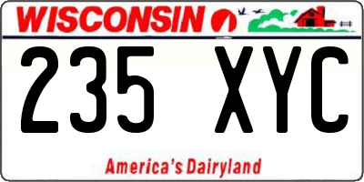 WI license plate 235XYC