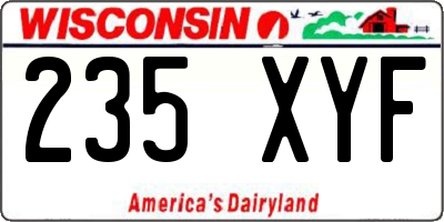WI license plate 235XYF