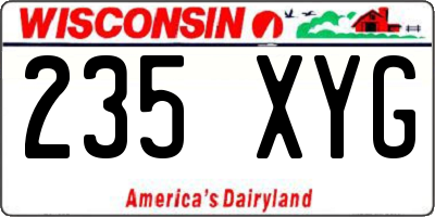 WI license plate 235XYG