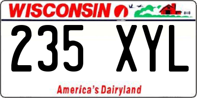 WI license plate 235XYL