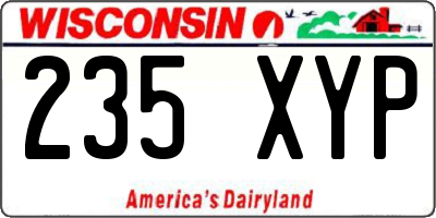 WI license plate 235XYP