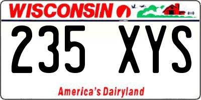 WI license plate 235XYS