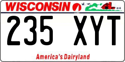 WI license plate 235XYT