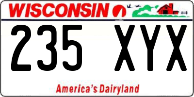WI license plate 235XYX