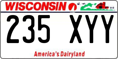 WI license plate 235XYY