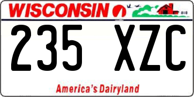 WI license plate 235XZC