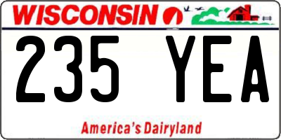 WI license plate 235YEA