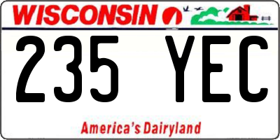 WI license plate 235YEC