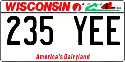 WI license plate 235YEE