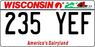 WI license plate 235YEF