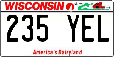 WI license plate 235YEL