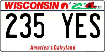 WI license plate 235YES