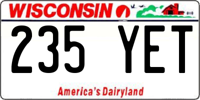 WI license plate 235YET