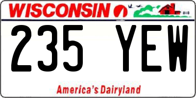 WI license plate 235YEW